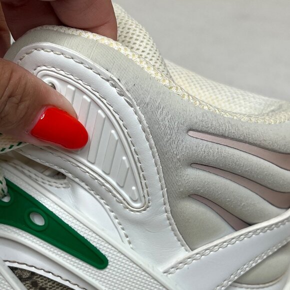 Gucci White Leather GG Monogram High-Top Sneakers Size 7 Mens Basketball Shoes - Picture 13 of 15